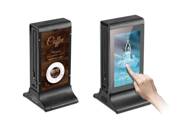 Czarny 10 cali Advanced L-Shaped Desktop HD LCD Screen Advertising Player z menu Power Bank