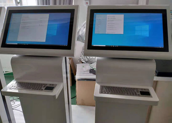 Biały kolorowy kiosk z ekranem dotykowym na podczerwień 21,5 cala Rozdzielczość 1920*1080 wbudowany komputer z metalową klawiaturą