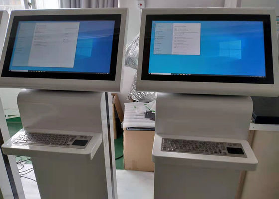 Wolnostojący kiosk multimedialny odtwarzacz reklamowy biały RS232 z klawiaturą